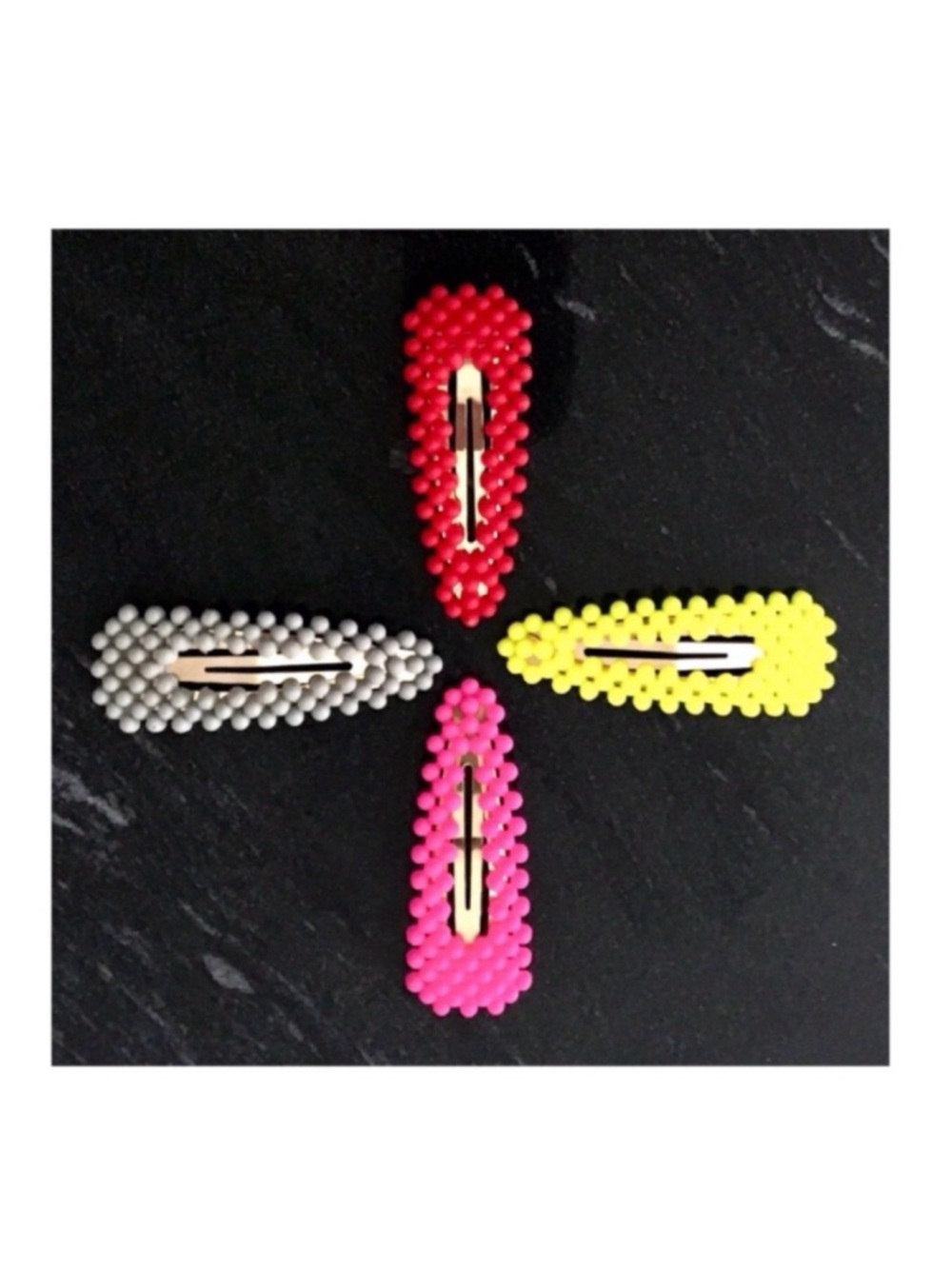New Set of Four Textured Hair Clips in Pop Colors